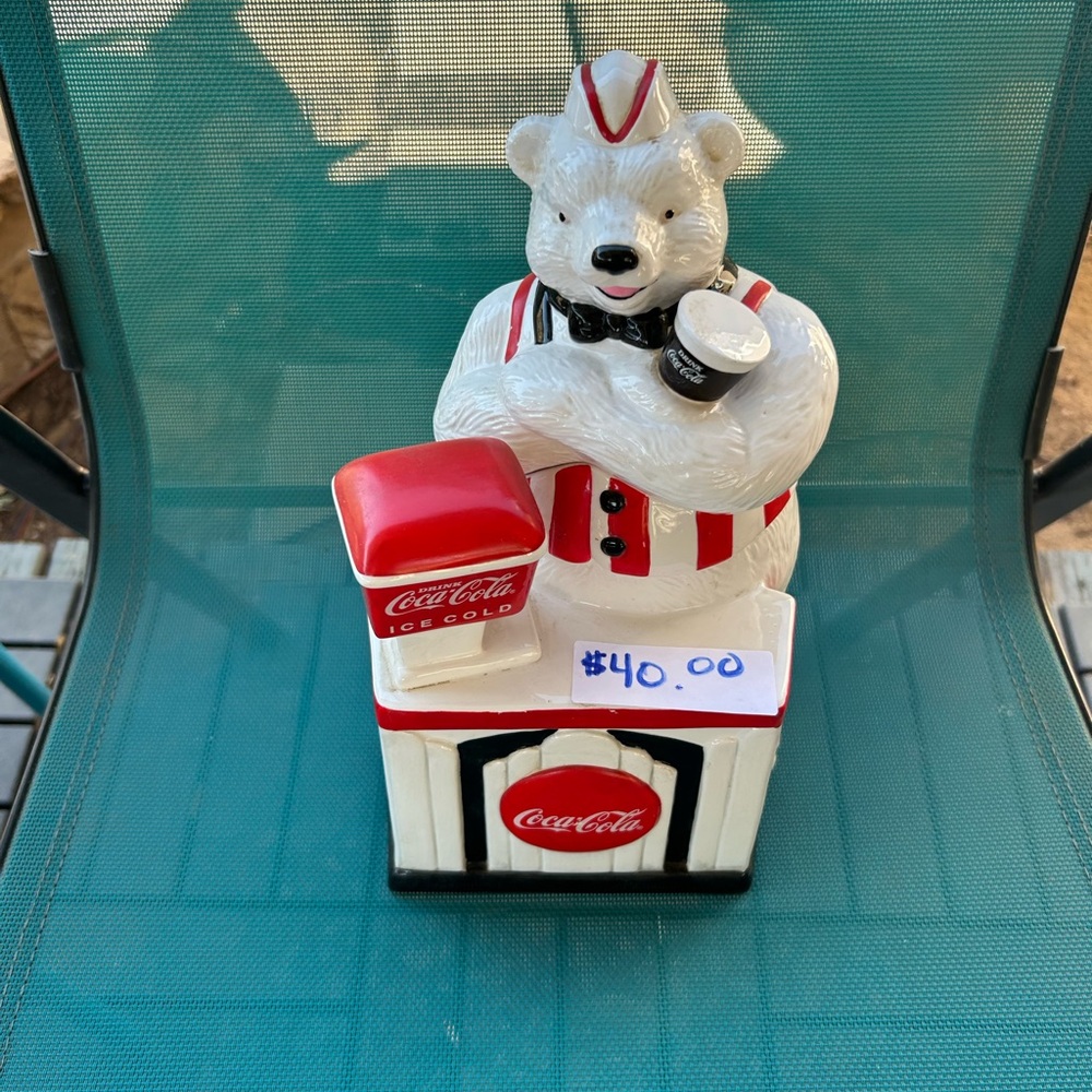 Coca-Cola Polar Bear Figurine with Red White and Black Accents